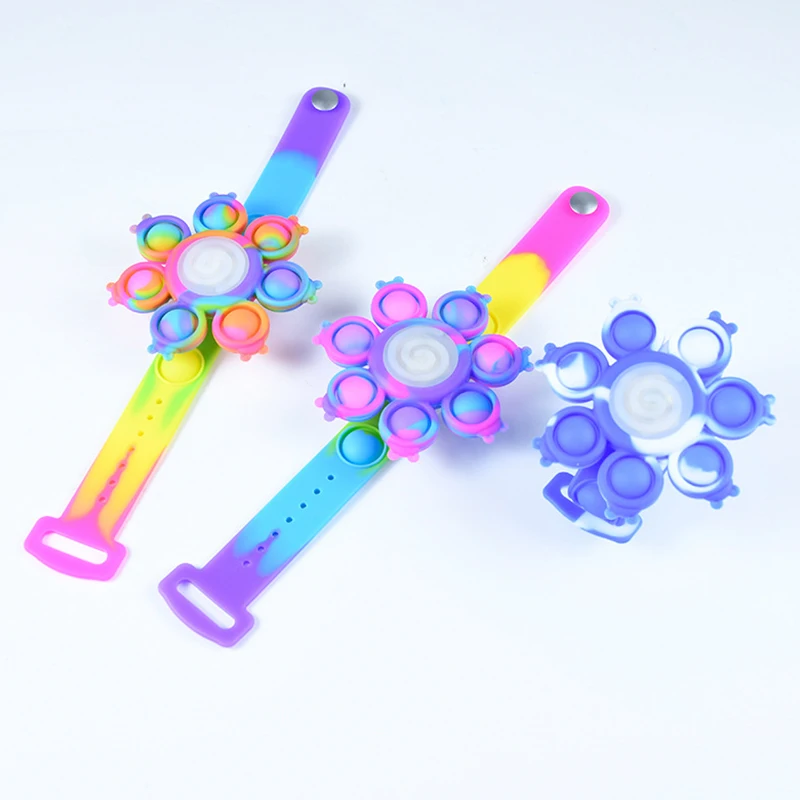 2022 Hot Sale Pop Fidget Toy Kids Toys Watch Silicone Push Bubble Fidget Spinner Bracelet For Kids