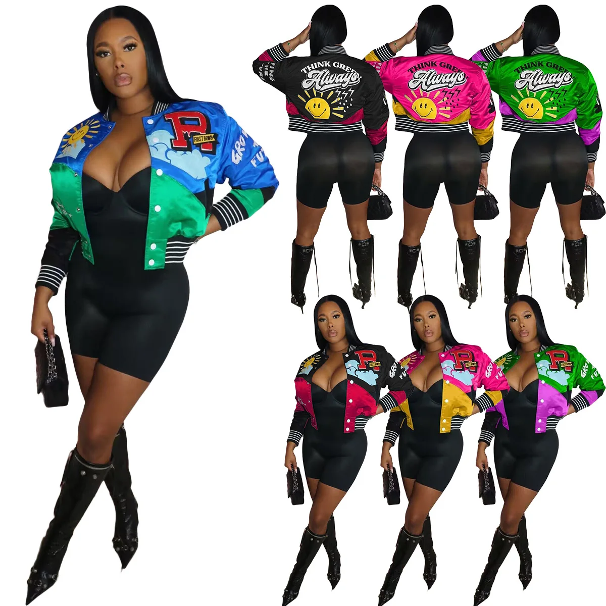 Sharee 2023 Spring New Arrivals Baseball Clothing Graphic Letter Printing Bomber Jacket Varsity Women Jackets