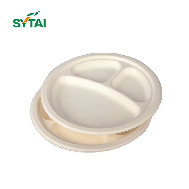 100% Biodegradable Dinnerware Round Plates Made of Disposable Sugarcane Fibers Compostable Dinner Tableware Dish Plates