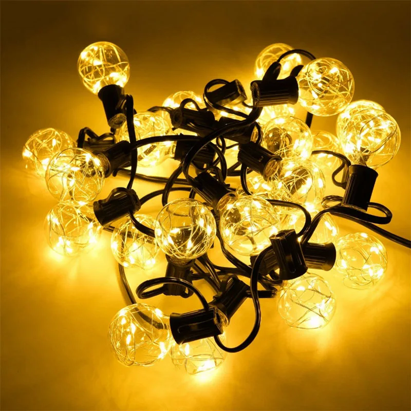 
25ft 48ft Clear Bulb LED G40 globe solar led string lights outdoor holiday decoration garland g40 string lights 