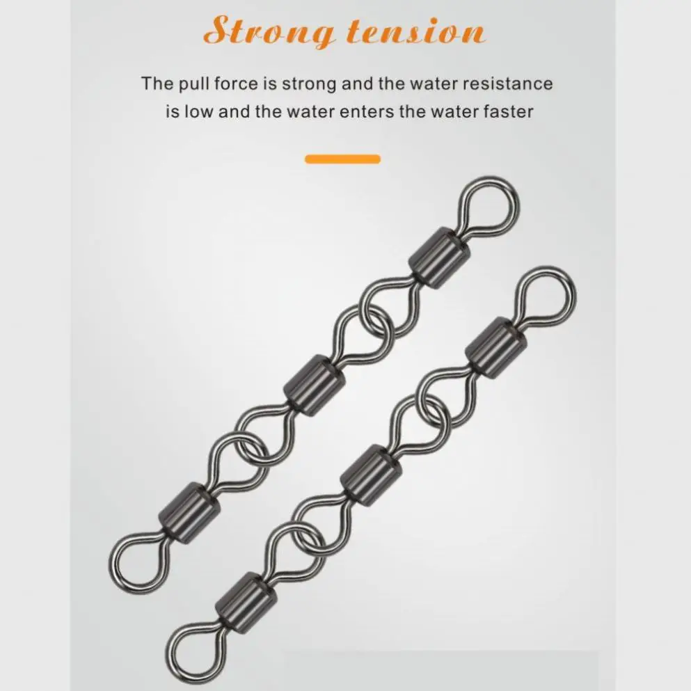 Fishing Three Joint Swivel Rolling Stainless Steel Swivels Bearing Safe Fishing Swivels Carp Fishing Tackle Accessories