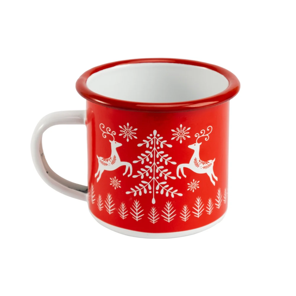 Wholesale diswash safe sublimation vintage customized logo enamel coffee mug for christmas gift