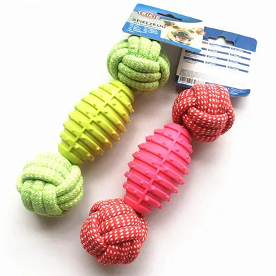 
Pet dog toy ball set, teething resistance, rubber chewing toy, cotton rope knot combination 