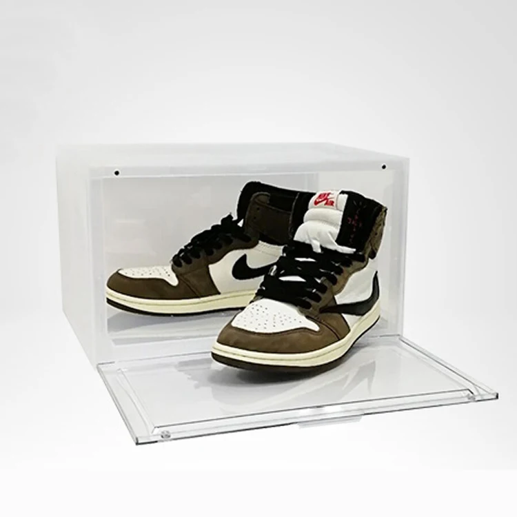 Plastic stackable pink folding clear shoe box louboutin