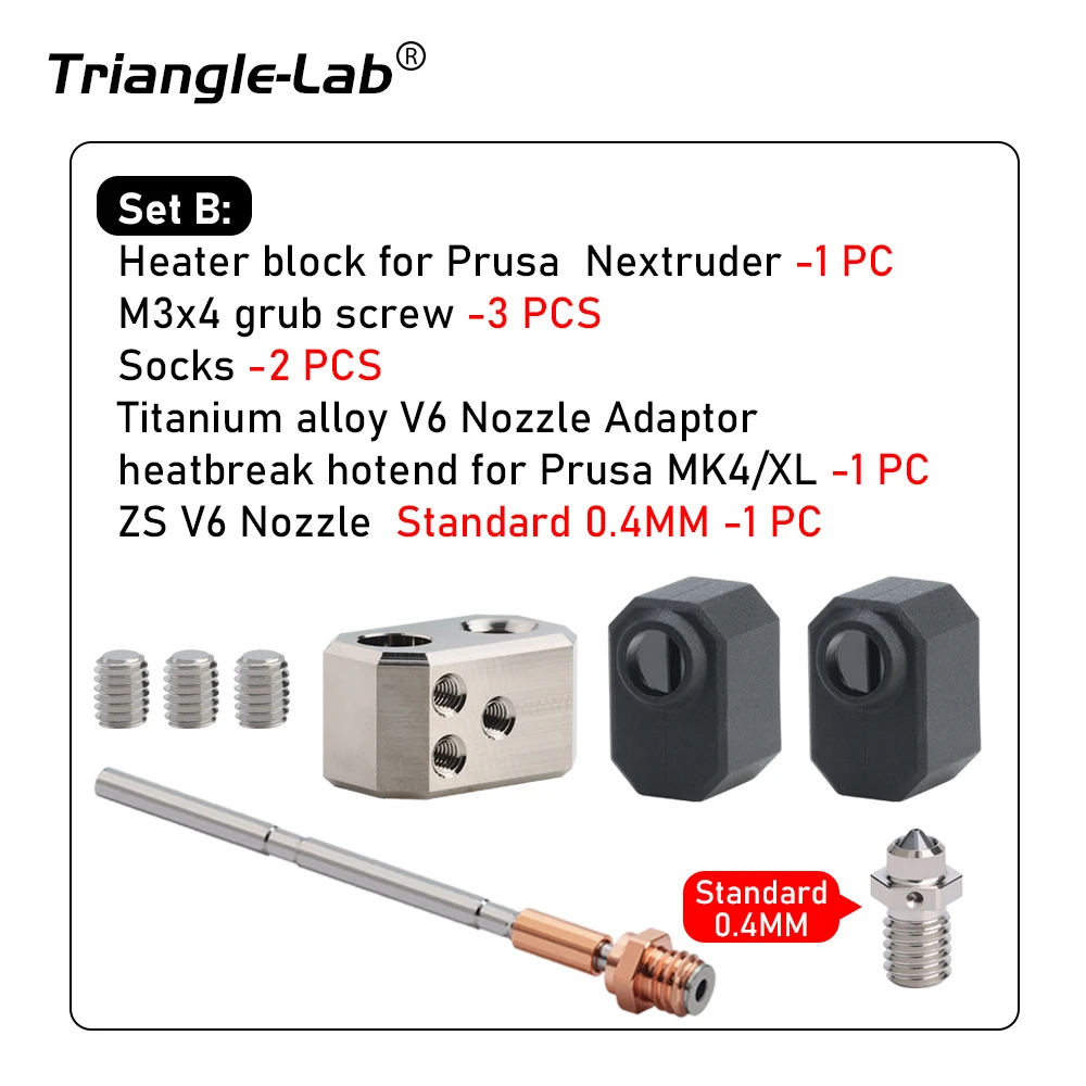 Trianglelab PRUSA MK4 медный сплав никелированный нагревательный блок носки сопло из титанового сплава V6