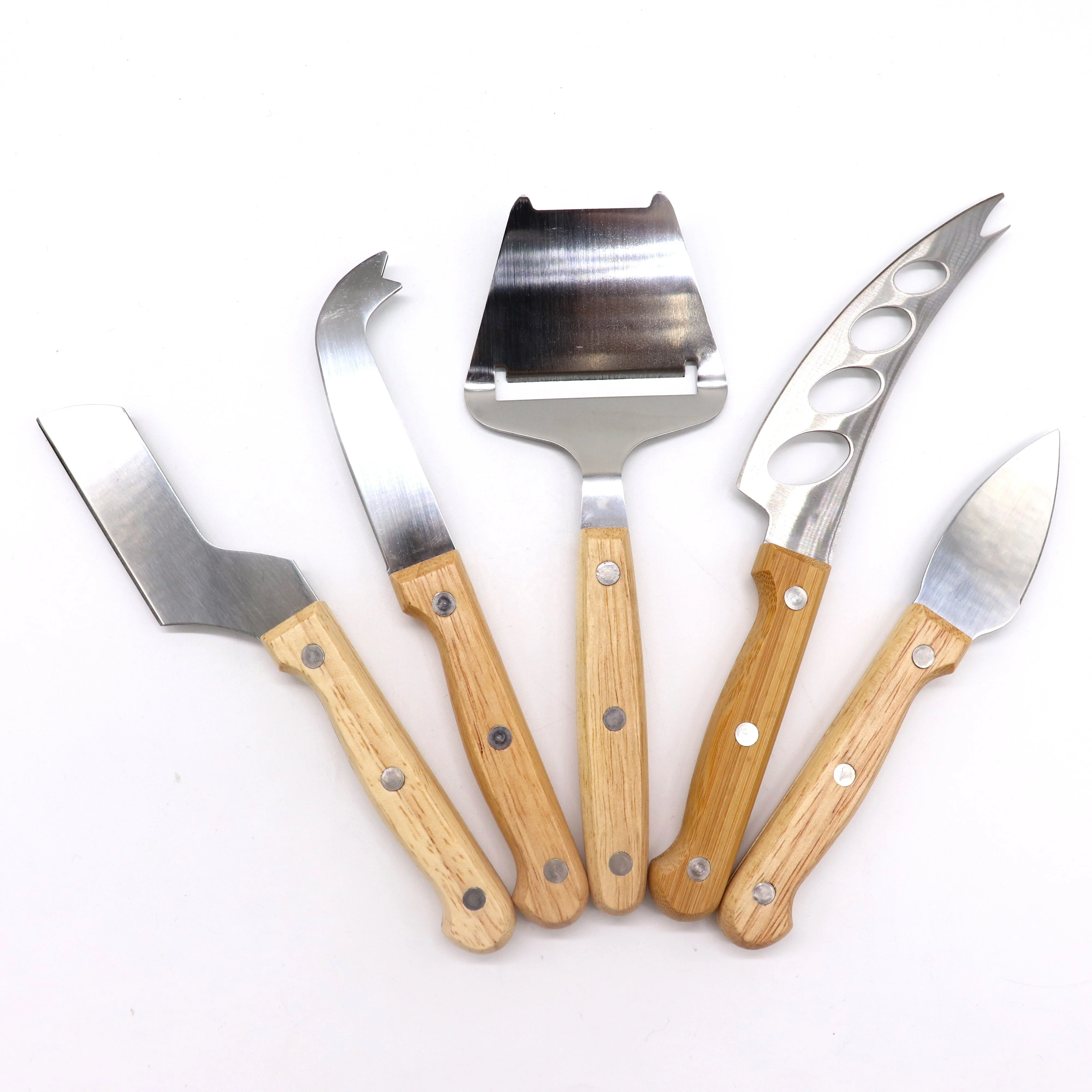 stainless steel cheese knives knife set with wood handle