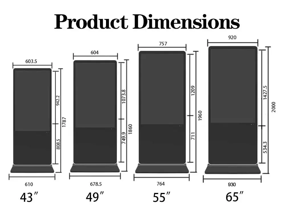 Best Selling Smart Kiosk Vertical LCD Advertising Display Digital Signage Totem Floor Standing Touch Screen