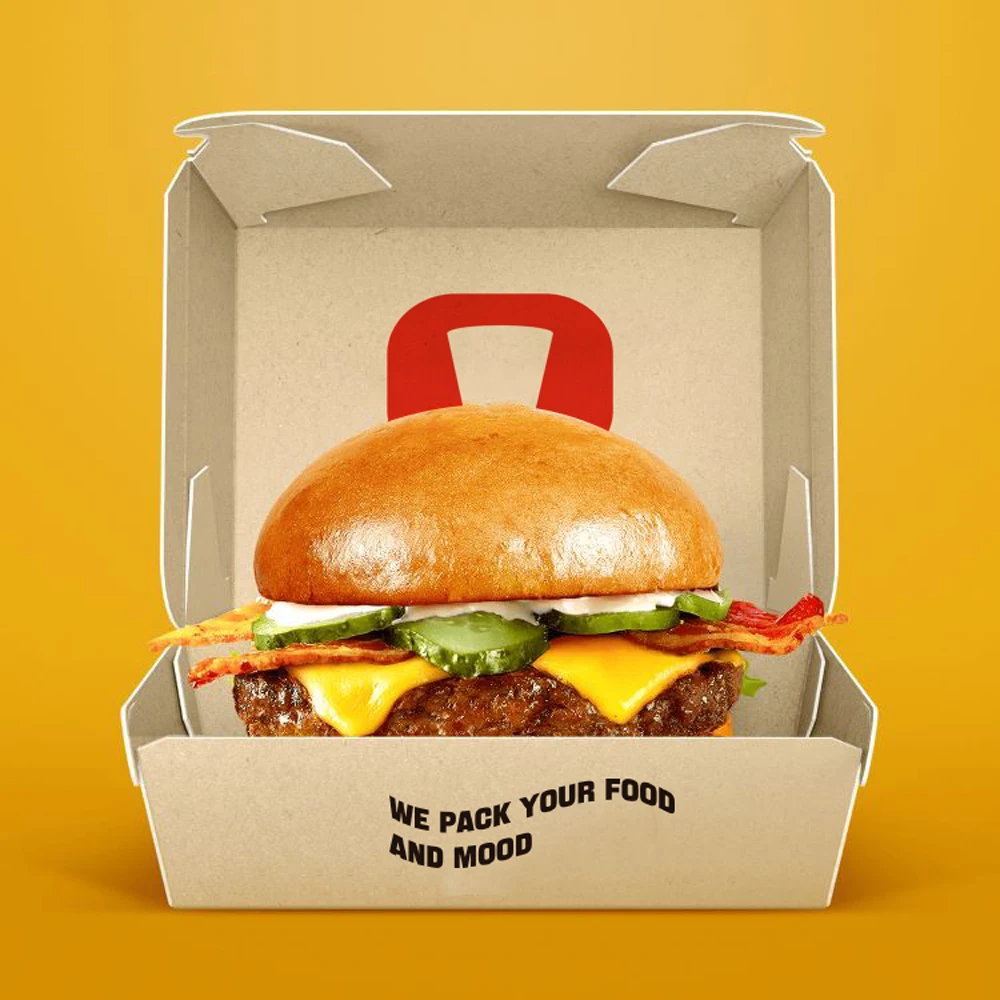 LOKYO Custom logo paper disposable hamburger boxes to go take away fast food packaging container burger box