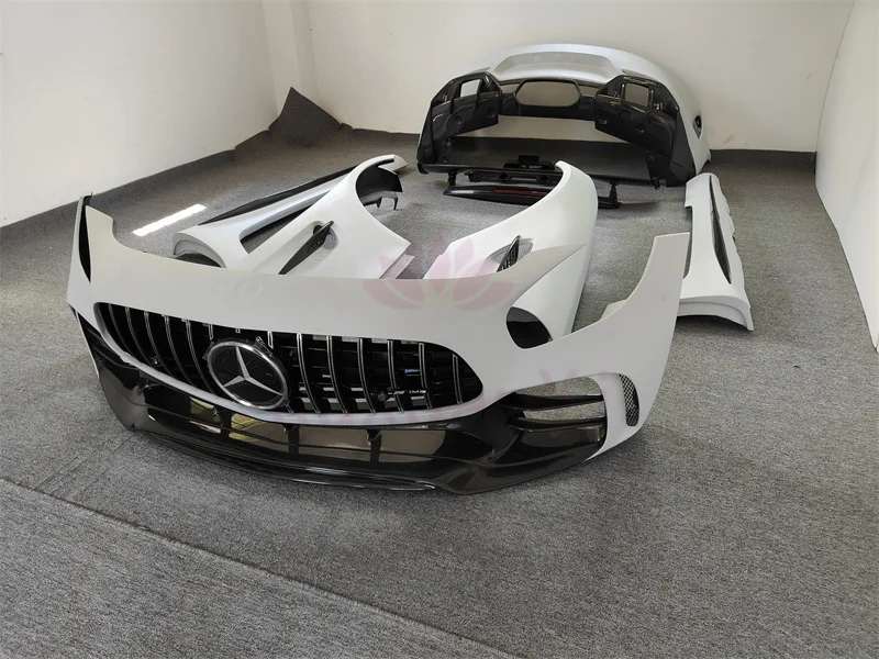 Resin primer carbon fiber GTR style front bumper rear bumper mudguard side skirt rear spoiler for BENZ AMG GT GTC GTS body kit