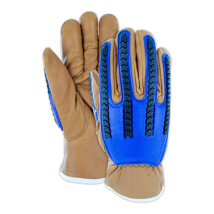 Custom Industrial Water Proof Cow Split Leather Tpr Mechanic Work Impact Roughneck Oilfield Gloves For Construction