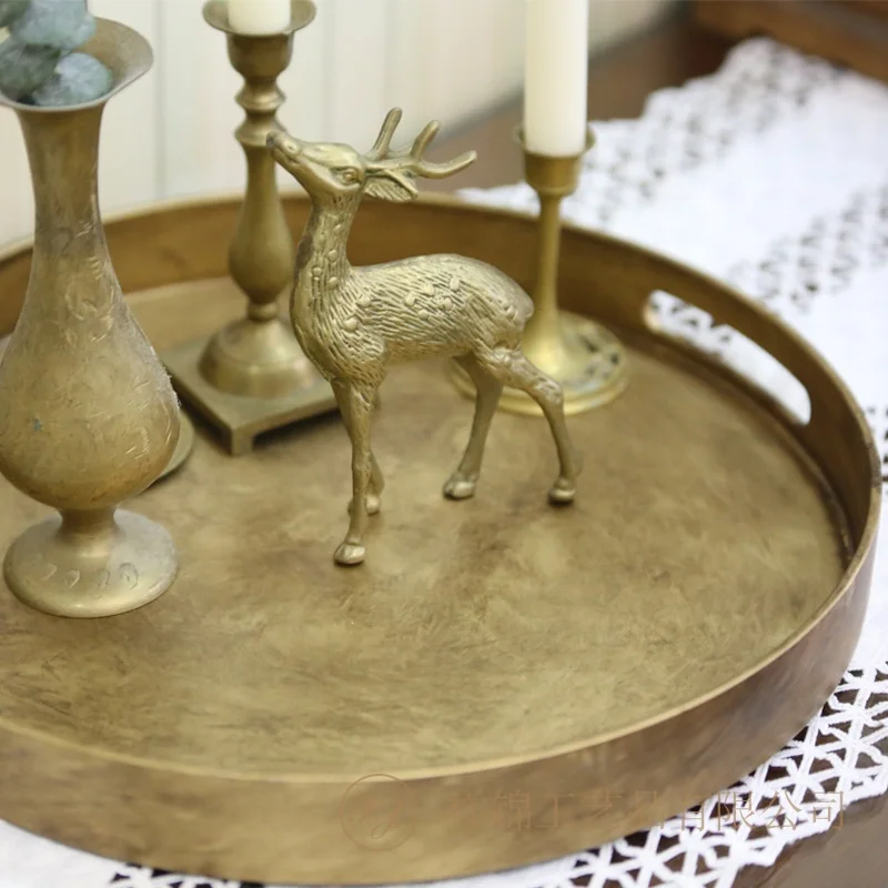 Xiang Jin New Chinese Retro Round Tray Hotel Banquet Mat Tray Plastic Decorative Tray