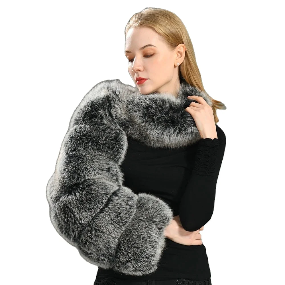 Winter Elegant Ladies Favorite Accessories Outwear Women Street Fashion Fluffy Faux Fox Fur Sleeve