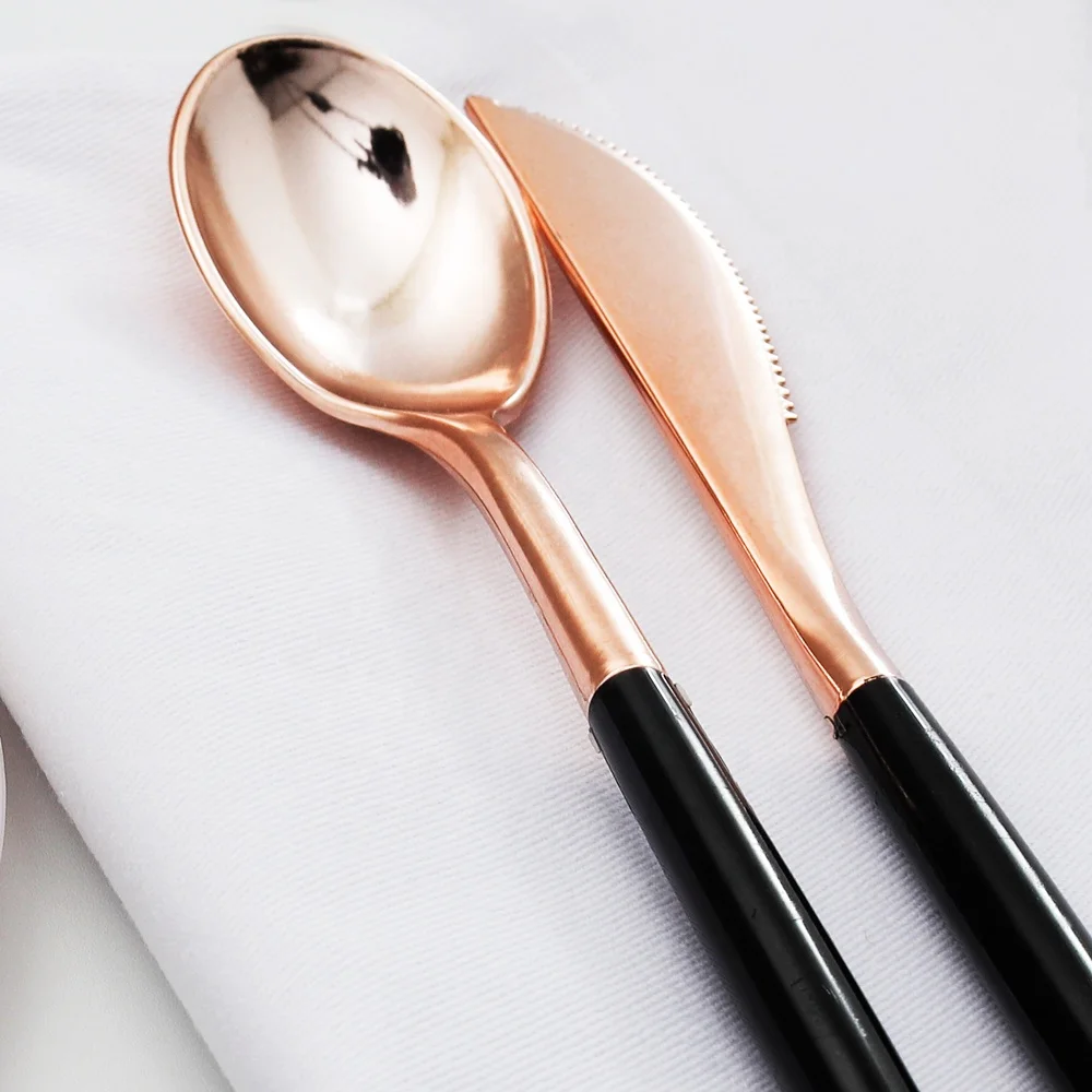 Vintage Style Gold Plastic Silverware Reusable