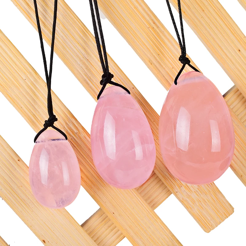3pcs set Natural Rose Quartz Yoni Eggs for Women Kegel Exercise Pink Jade Yoni Egg Kegel Ball Crystal Vagina Massage Stone