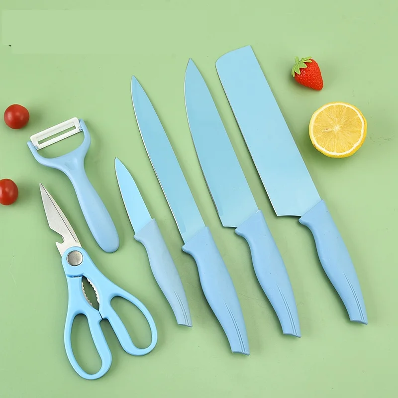 Factory direct wholesale stainless steel phoenix tail handle six piece set patent kitchen knife set