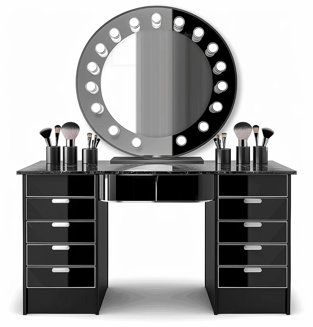 modern design antique black makeup bedroom dressing table with led mirror and drawers makeup vanities bedroom furniture