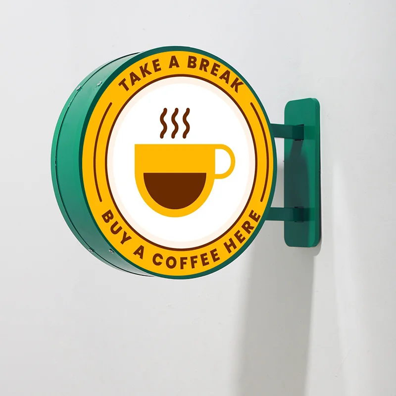 Double Sided Circular Acrylic Lightbox Outdoor Billboard Customized for Milk Tea Shop Storefront Hanging LED Sign Customization