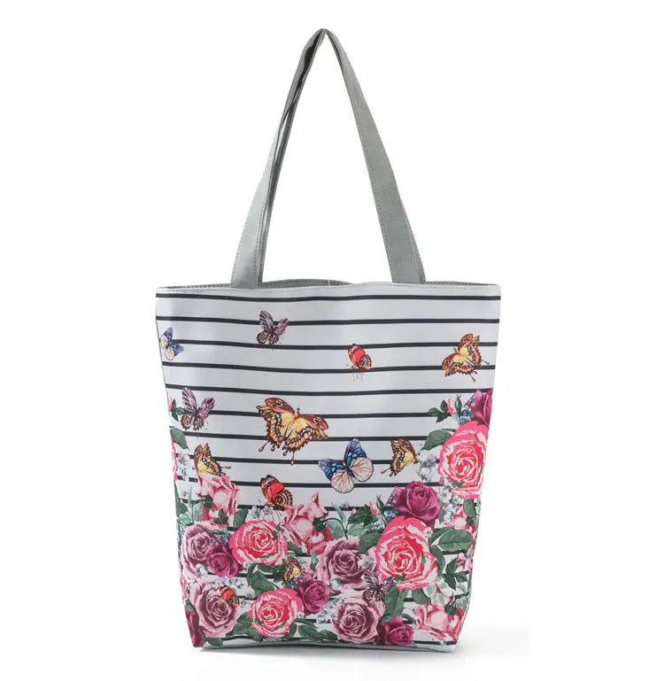 
Custom sublimation woven fabric tote washable fashion printing foldable zip up promotion shopping bags 