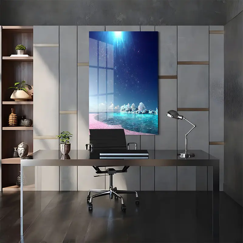 Home Decoration Seascape Designs UV Print Painting And Wall Arts Customizable Size 4 mm Tempered Glass Acrylic Painting
