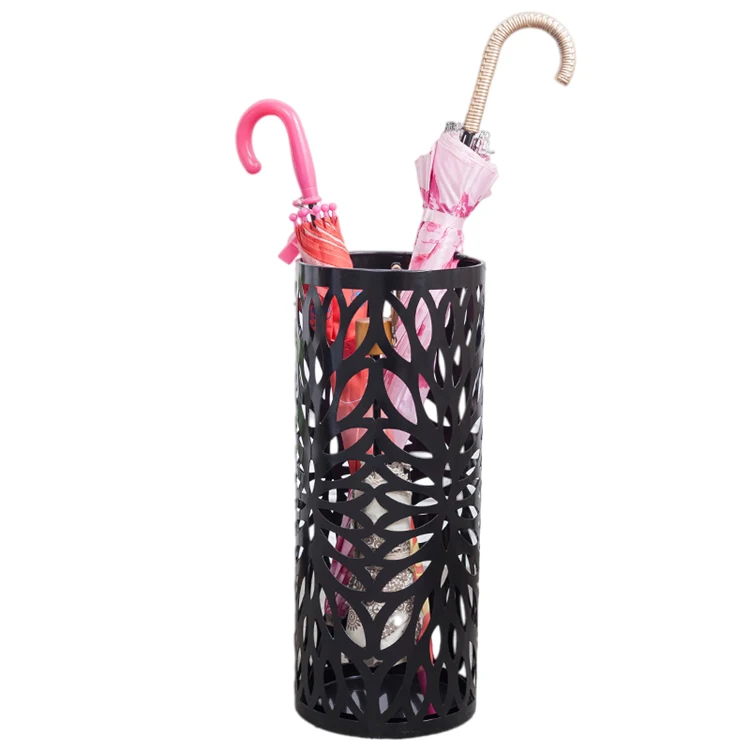 High Quality Indoor Entryway Organizer Bucket Free Standing Round  Iron Cutouts Umbrella Bucket