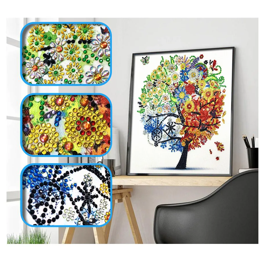 Wholesale diamond painting four seasons tree 5D crystal diamond painting DIY special shape diamond painting