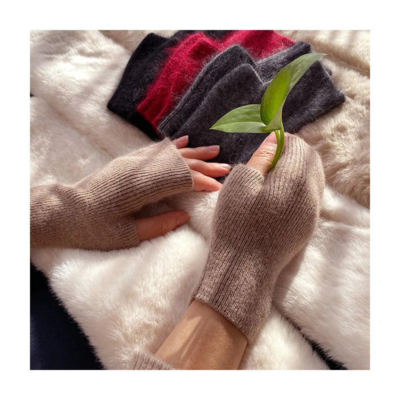 Модные вязаные варежки из норковой шерсти g loves без пальцев для женщин