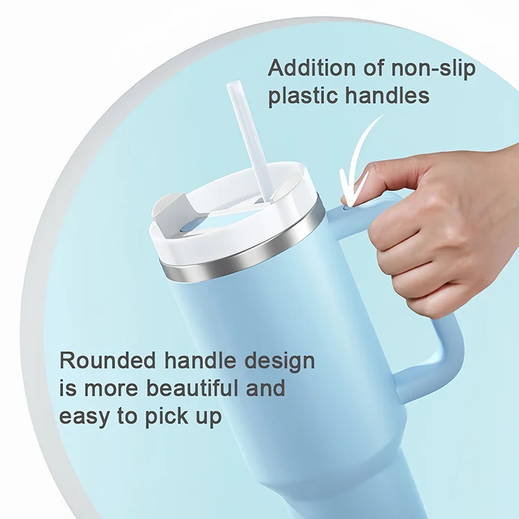 Ailingalaxy OEM 40 oz powder coated tumbler 40oz h2.0 version tumbler with handle and lid