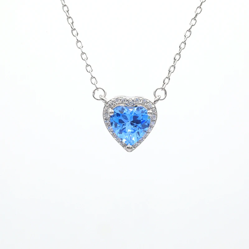 Exquisite necklace Multicolored heart shaped Zircon pendant Necklace 925 sterling silver necklace for women gift