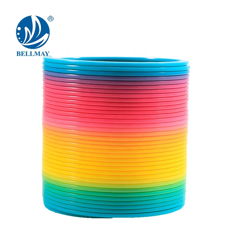 Bemay Toy High Quality Plastic Rainbow Magic Spring Colorful Rainbow Circle Toy