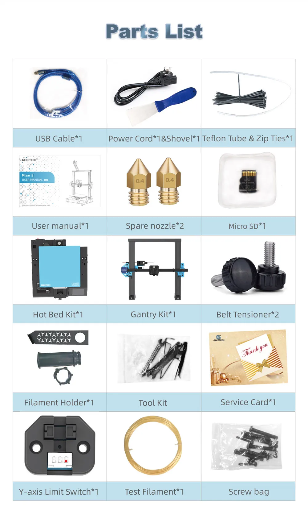 Geeetech 3D Printer DIY Kit Self-assemble Mizars  with Upgrade Resume Printing Power Supply