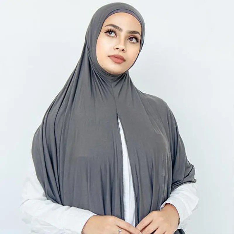 Wholesale High Quality One Loop Women Muslim Hijab Shawl Stretchy Premium Scarf Ready to Wear Cotton Jersey Sports Instant Hijab