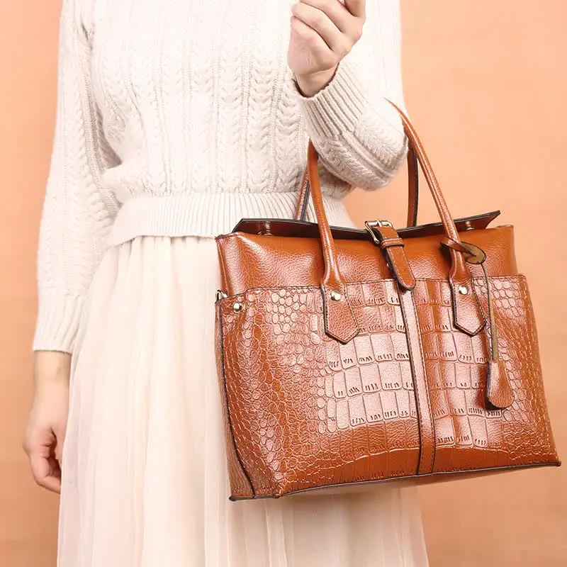 Elegant Fashion ladies fashion handbags in guangzhou Women Alligator Leather Luxury Handbags