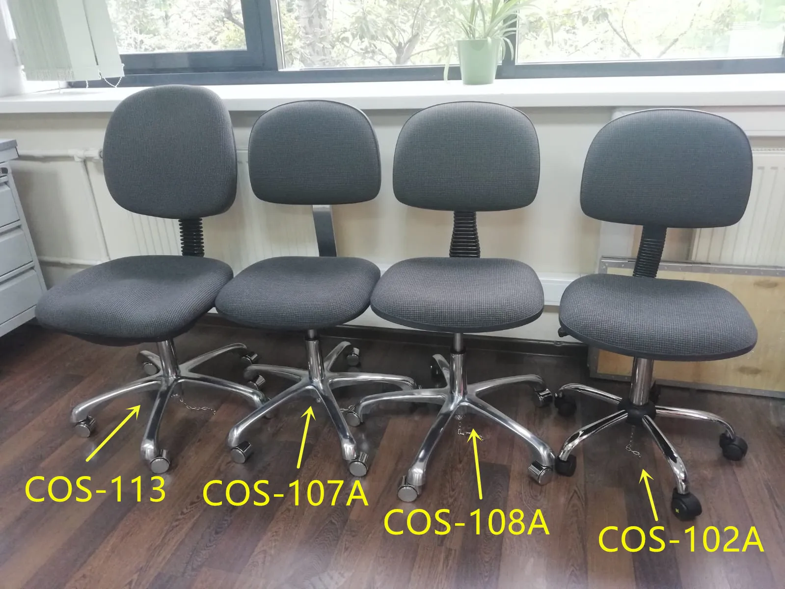 Fabric Antistatic Chair Manufacturer ESD Safe Chairs With Polished Aluminum Base