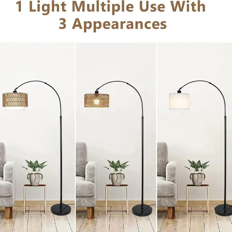 Modern living room fall simple sofa side bedroom bedside lamp retro cream style guesthouse rattan woven lamps floor lamp