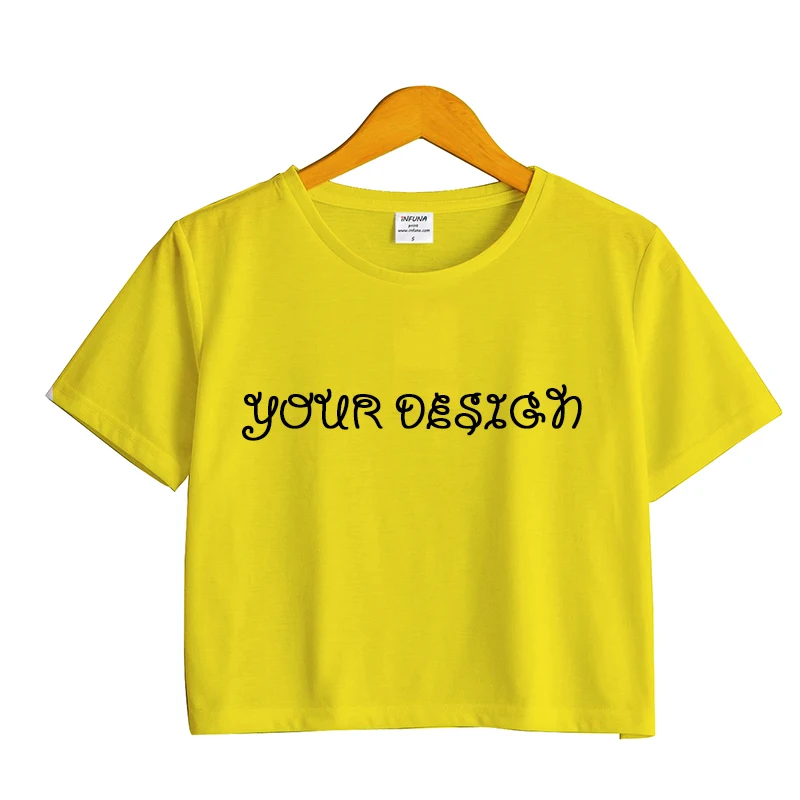 Woman Plain White 100 Cotton Crop Top Fitness Sport Clothing Ladies Knitted Crop Top T Shirt for Custom Logo Printing