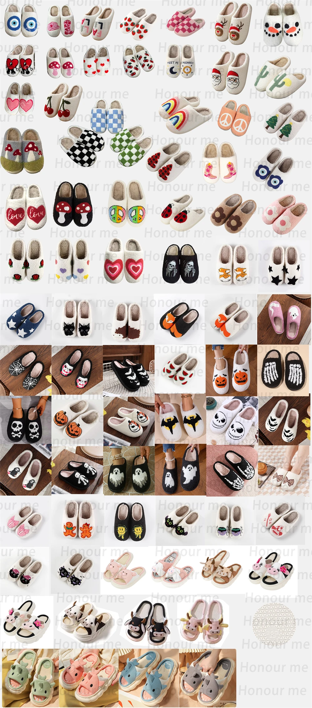 Custom Winter Cheap Available Plush Christmas Slippers Fluffy Santa Gingerbread Slippers for Men and Women