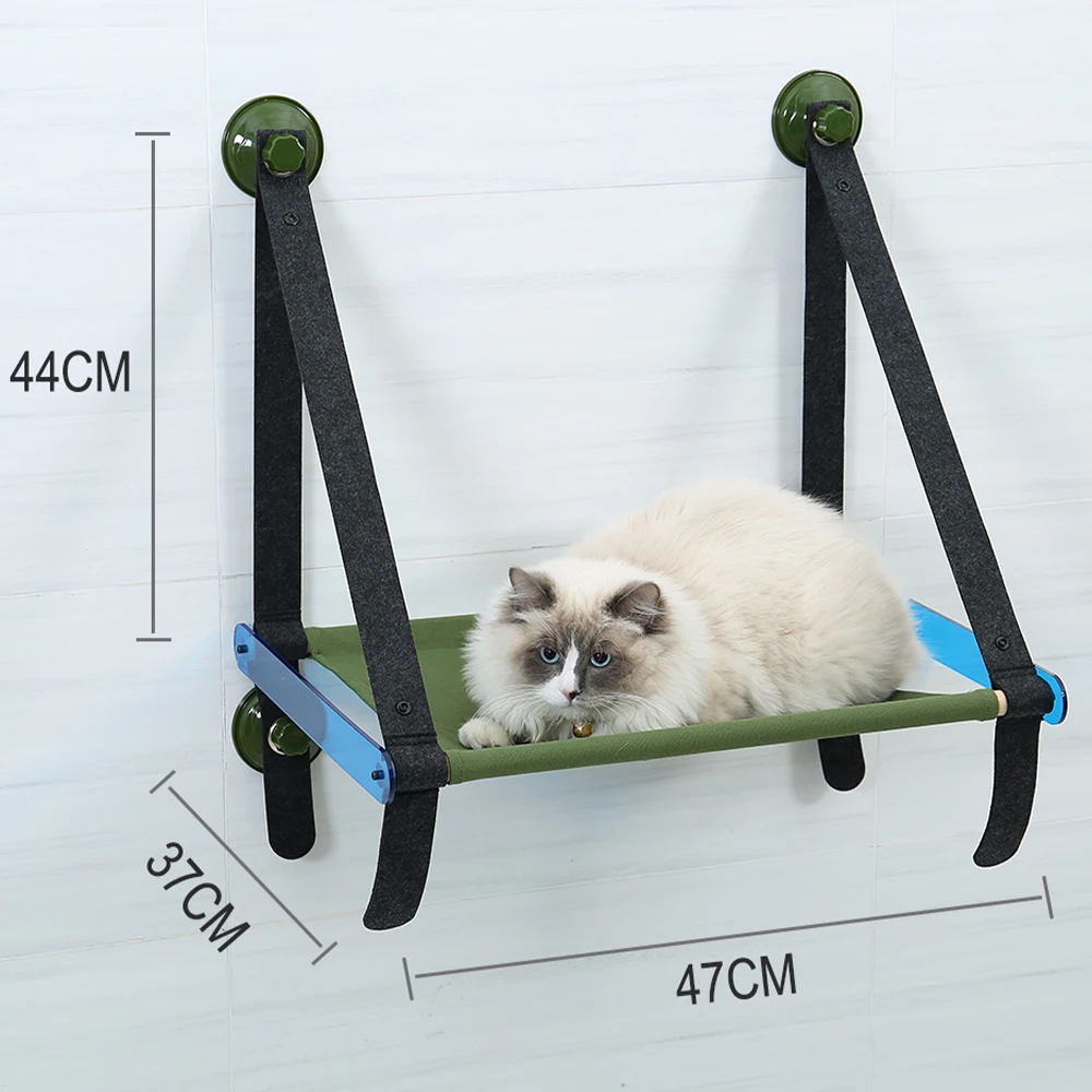 2021 New Hoopet Suction Cup Felt Hanging Cat Bed Window Mounted Hammock