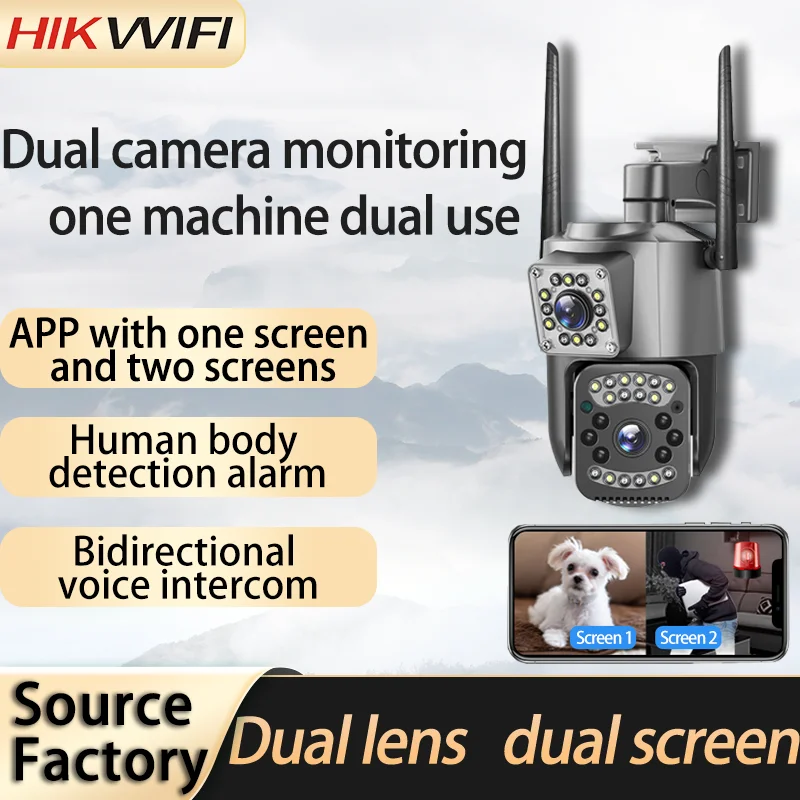 Home Security 8MP Dual Lens Outdoor Wireless Security WiFi CCTV PTZ IP Camera Video Dome PTZ Surveillance Camera 10X Zoom