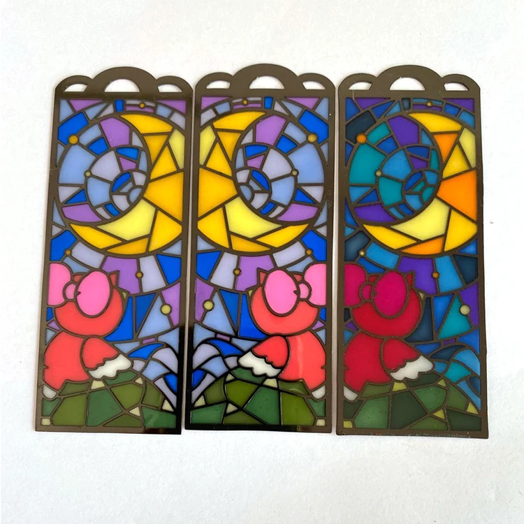 custom own  logo metal etching high quality transparent  enamel bookmark