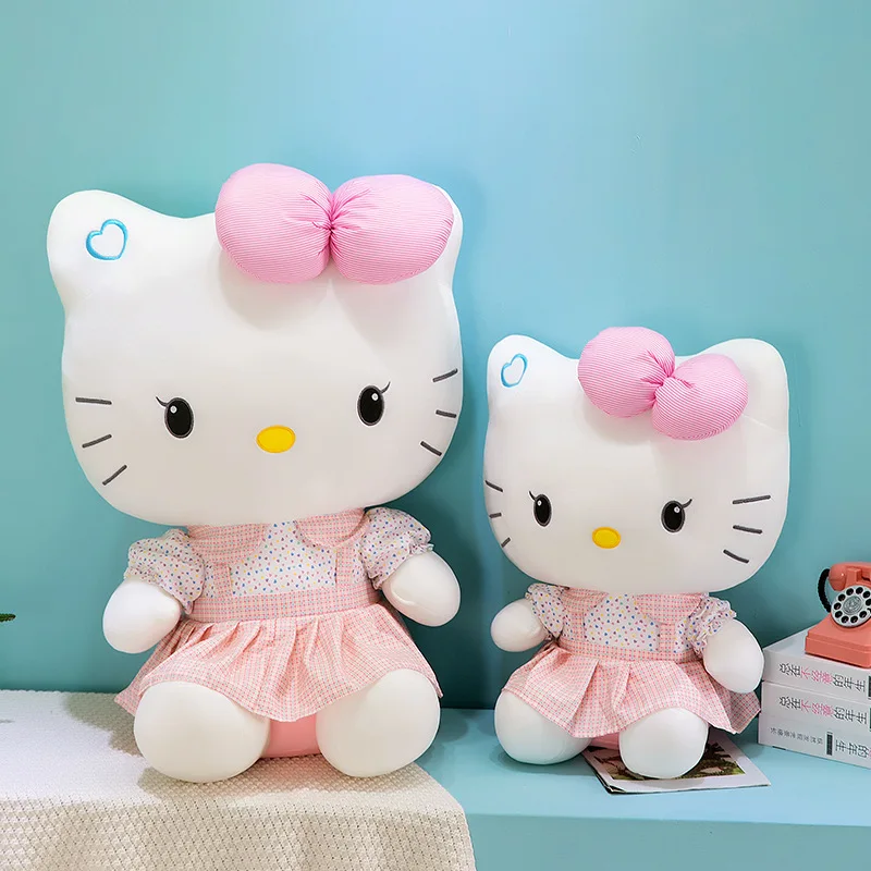 Manufacturers Wholesale 35/45/55/75Cm Pink Skirt Kitty Plush Toy Kt Cat Doll Throw Pillow Birthday Gift For Girls