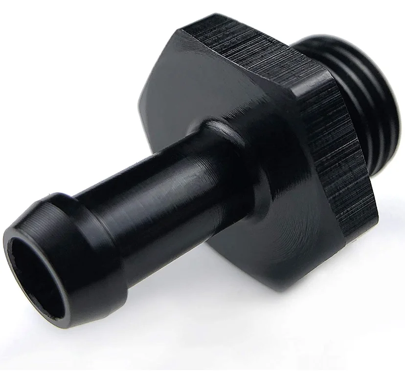 6 AN Male to 5/16 Hose Barb Fitting 6AN O-ring Seal Boss Fuel Oil Line Adapter with AN6 ORB Washer Aluminum Black Anodized
