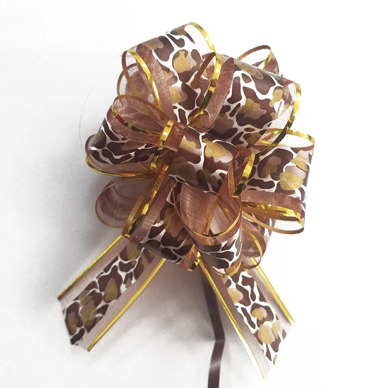 Printed Stone Pattern Organza Ribbon 6 Inches Gift Wrap Pom Pom Pull Bow