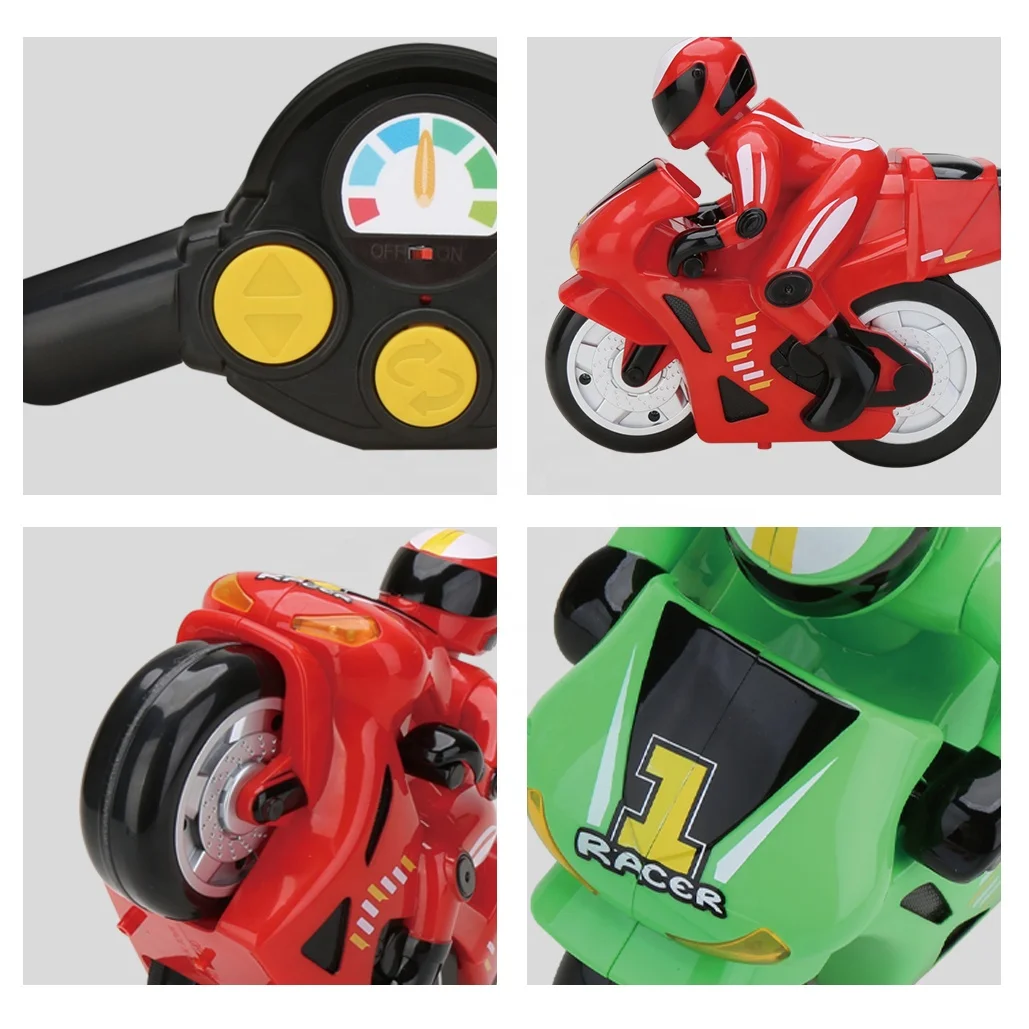 My Dream RC- 2.4G Remote Control Stunt Motorcycle w/ Light and Sound 360 Degree Spinning Action Forward Moving Vehicle for Kids