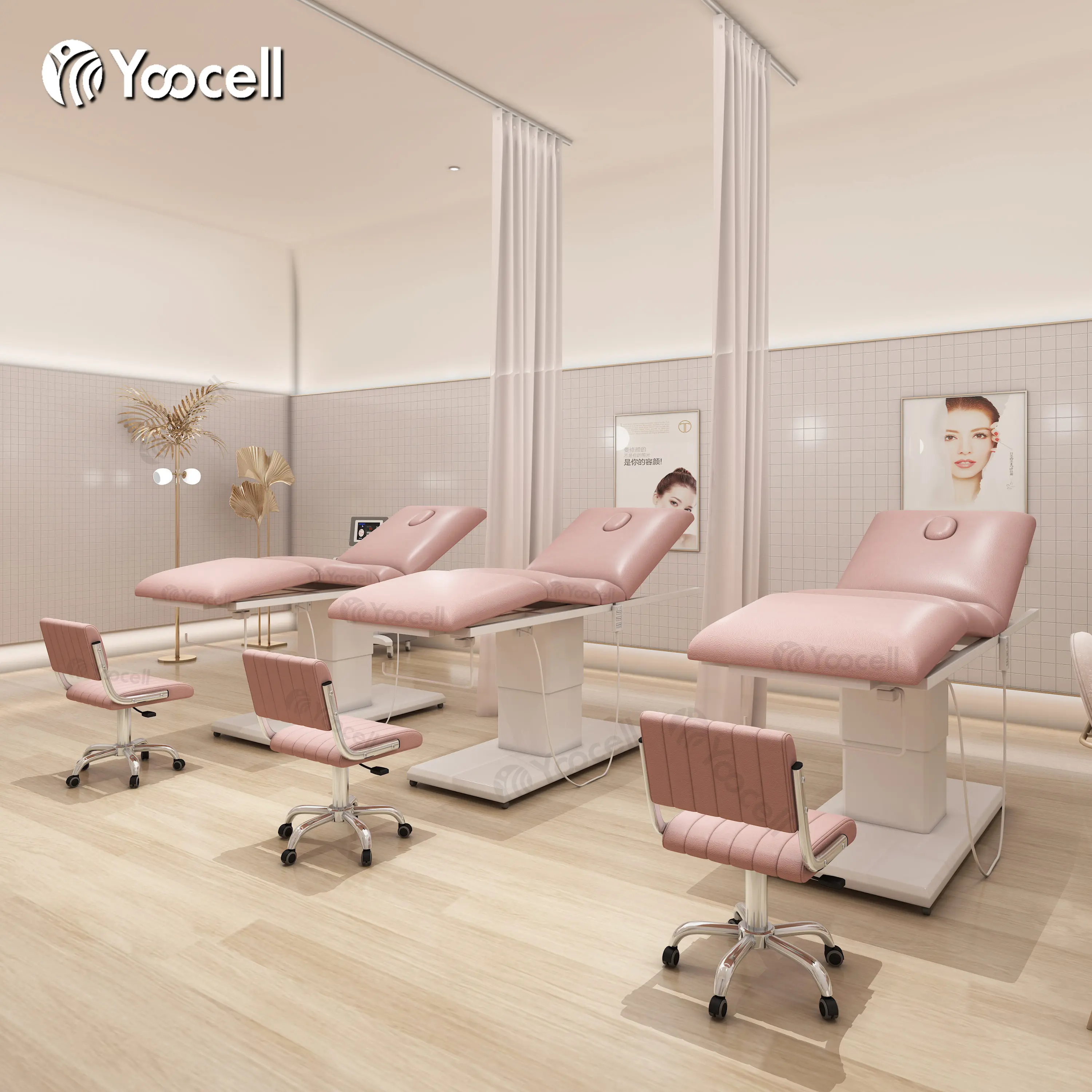  Лидер продаж кресло Yoocell розового цвета для лечения ресниц электрическая кровать красоты лица с 3 двигателями спа-салона массажа
