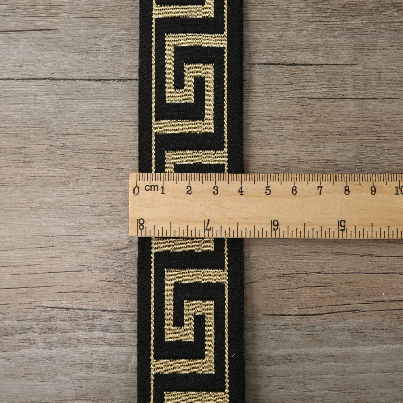 Stylish retro nylon jacquard webbing Maze jacquard elastic plain weave flat wide 40mm durable elastic band