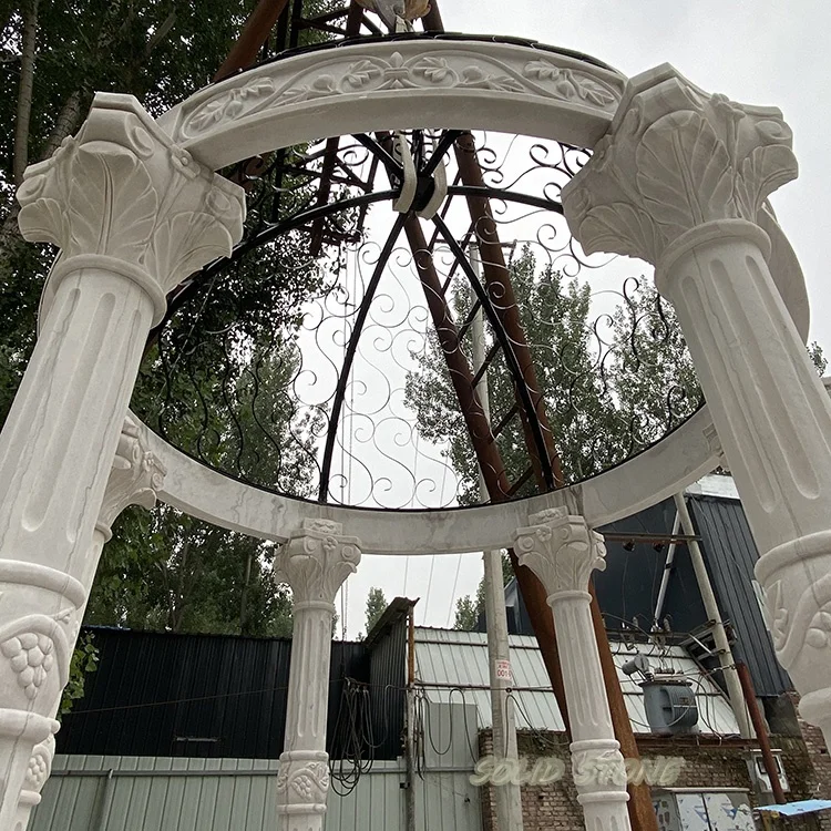 Customized design real factory direct price garden decoration marble gazebo pergola