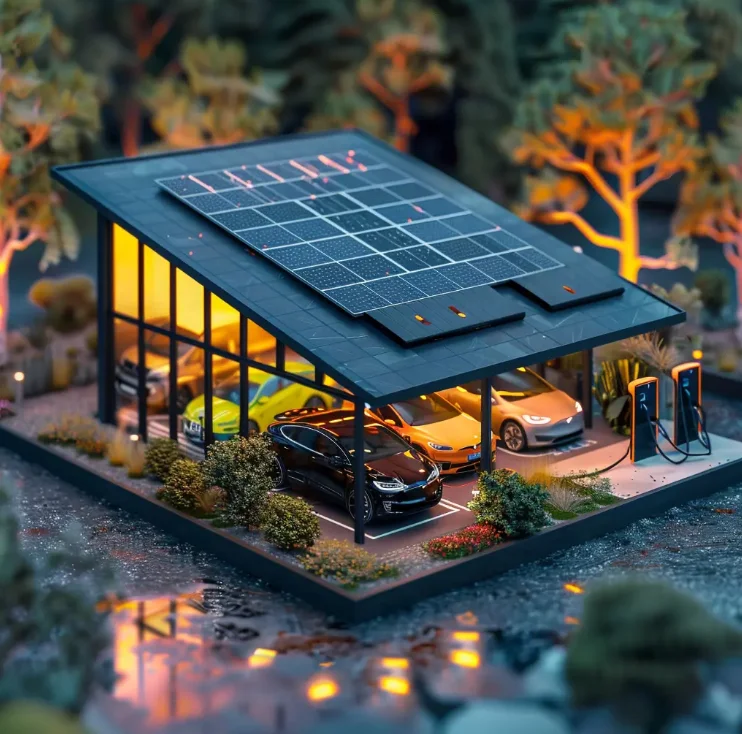 300W 400W 450W 540W Solar Panel Car Parking Carport System with Mounting Rail Structure