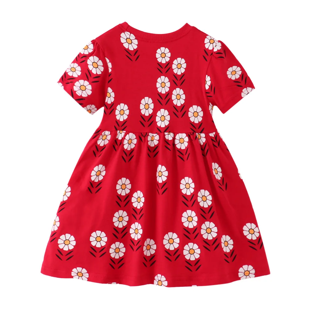 Cartoon Girl Dress Organic Cotton Soft  Girls Dresses  Custom Printed  Bamboo Kids Dress Baby Clothes