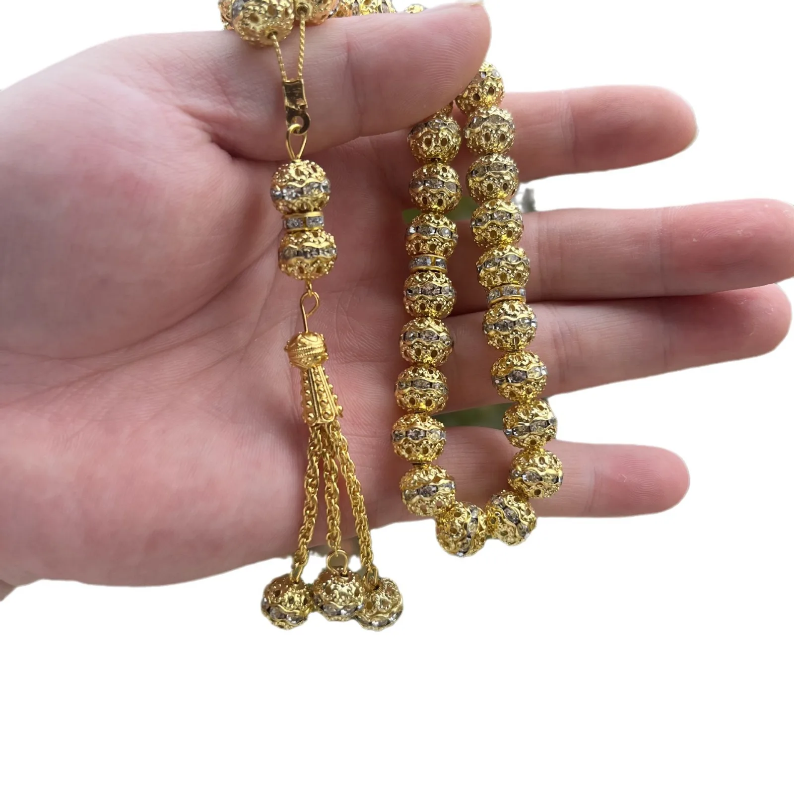 2024 Custom New Luxury Gold 33 Prayer Beads Size 10MM Zinc Alloy Material Tasbih Muslim  Islamic Prayer Beads Jewelry