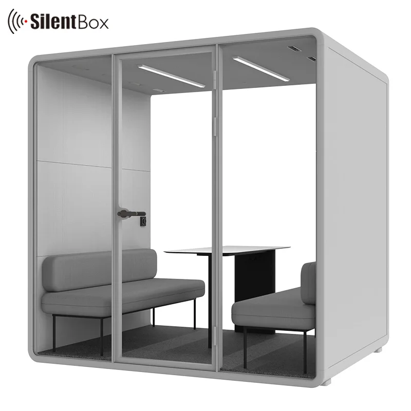 Model large office pods 2-4 person acoustic booth easy assembled and disassembled meeting cabin